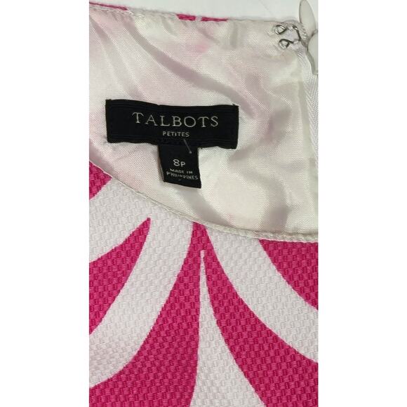 Talbots pink white cap sleeve A-line dress women's 8 petite - Picture 5 of 8
